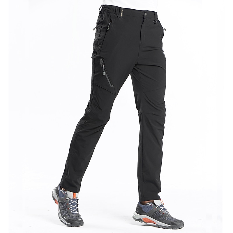 Men's Hiking Pants Trousers Summer Outdoor Regular Fit Waterproof Skin Friendly Quick Dry Stretchy Pants / Trousers Bottoms Elastic Waist Dark Grey Black Elastane Camping / Hiking Hunting Fishing M L4