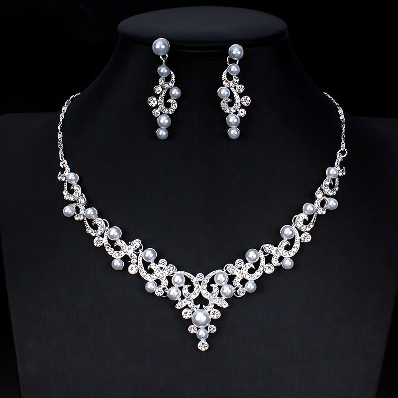 1 set Bridal Jewelry Sets For Women's Pearl Party Wedding Gift Imitation Pearl Rhinestone Alloy Link / Chain Flower Botanical / Engagement dress to impress2