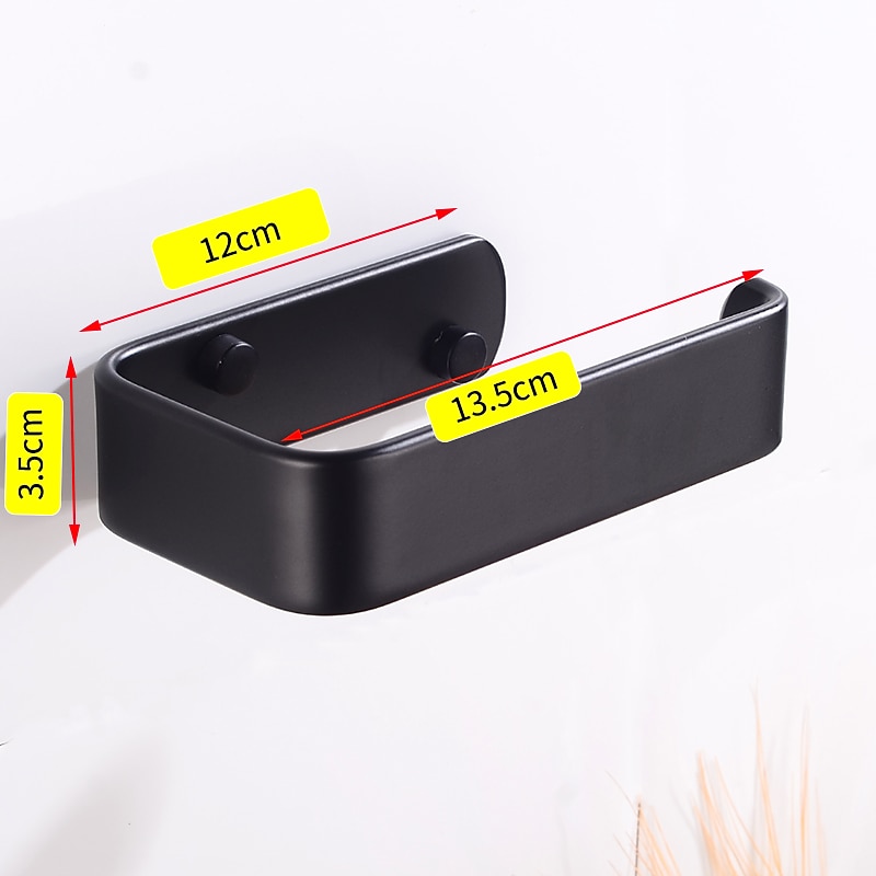 Toilet Paper Holder Aluminum Material Bathroom Wall Mounted Toilet Roll Paper Single Rod Black 1pc4