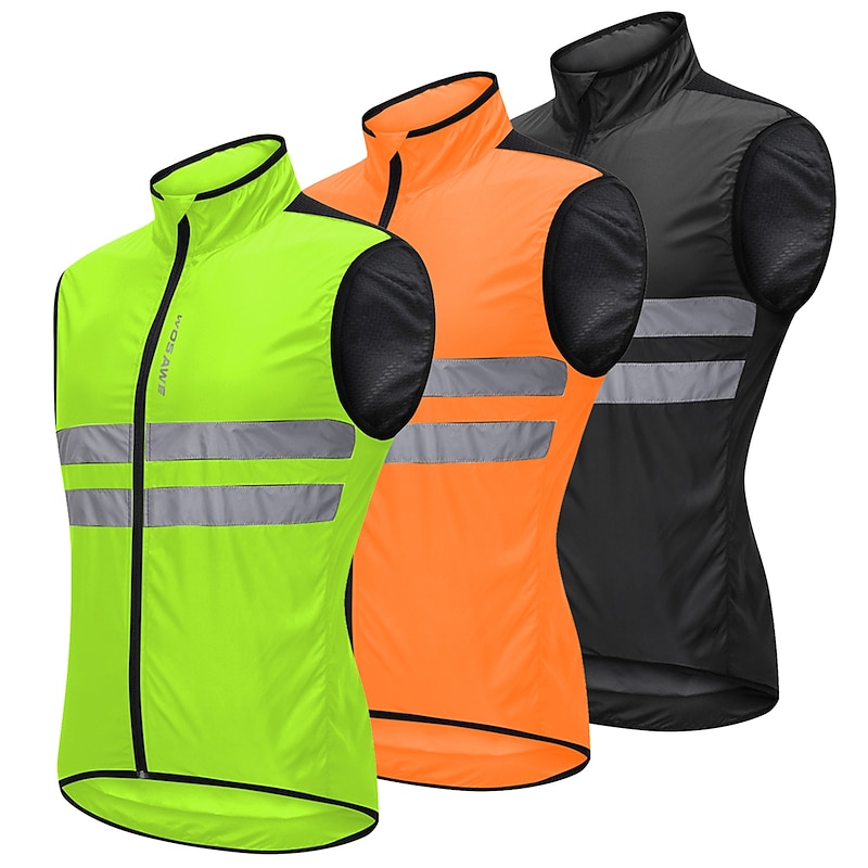 WOSAWE Men's Cycling Jersey Cycling Vest Sleeveless Mountain Bike MTB Road Bike Cycling Green Black Dark Blue Bike Vest / Gilet Jersey Windproof Breathable Lightweight Reflective Strips Back Pocket3