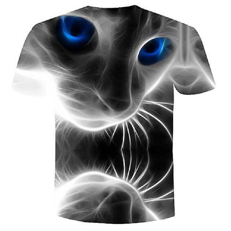 Men's Graphic Animal Cat Shirt T Shirt Tee Short Sleeve T shirt 3D Print Round Neck Shirt Party Designer Country Street Casual Daily Gray Spring & Summer Clothing Apparel Plus Size S M L XL XXL 3XL3