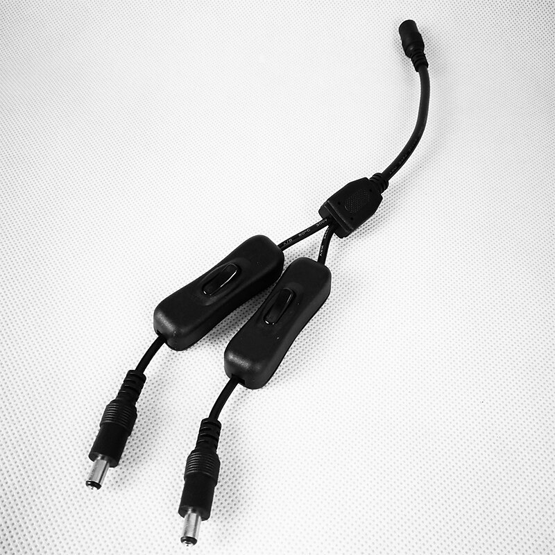 1 to 2 Ports DC 12V Inline Rocker On Off Switch with 5.5 x 2.1mm DC Jack Male to Female Power Cable for LED Strip Light CCTV Camera2