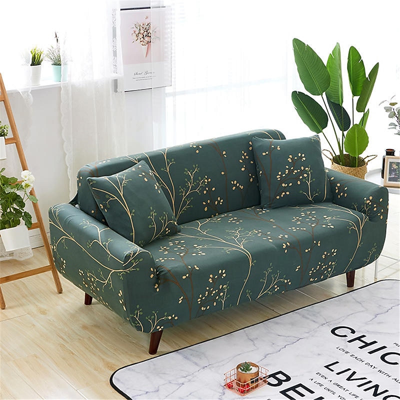 Stretch Sofa Cover Slipcover Elastic Sectional Couch Armchair Loveseat 4 or 3 seater L shaped Sofa Furniture Protector Anti-Slip Cover Soft Washable（1 Free Cushion Cover)3