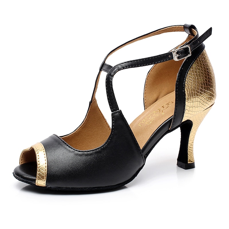 Women's Latin Shoes Heel Slim High Heel Red Gold Sparkling Shoes / Performance / Leather / Practice2