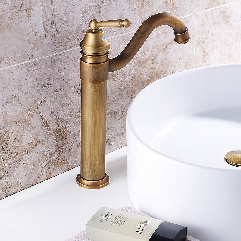 Bathroom Sink Faucet - Rotatable Antique Brass / Electroplated Centerset Single Handle One HoleBath Taps4