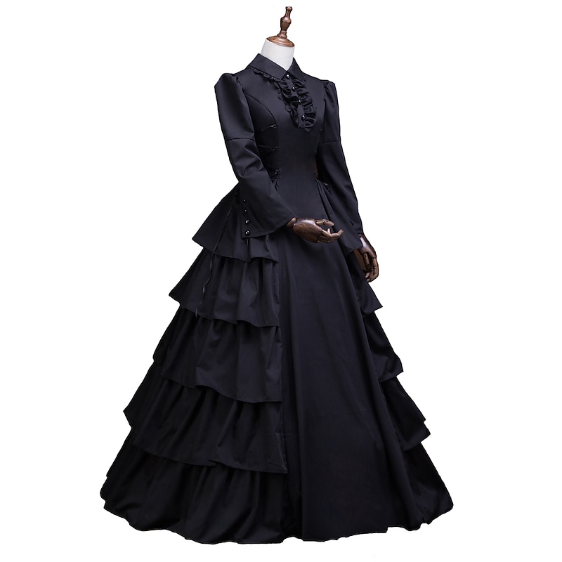 Dress Floral Style Rococo Victorian Floor Length Dress Party Costume Masquerade Flare Cuff Sleeve Princess Plus Size Toile Ball Gown Square Neck Fancy Dress Women's Christmas Halloween Party / Evening2