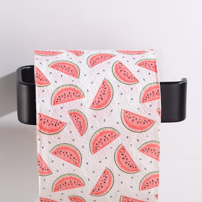 Toilet Paper Holder Aluminum Material Bathroom Wall Mounted Toilet Roll Paper Single Rod Black 1pc3