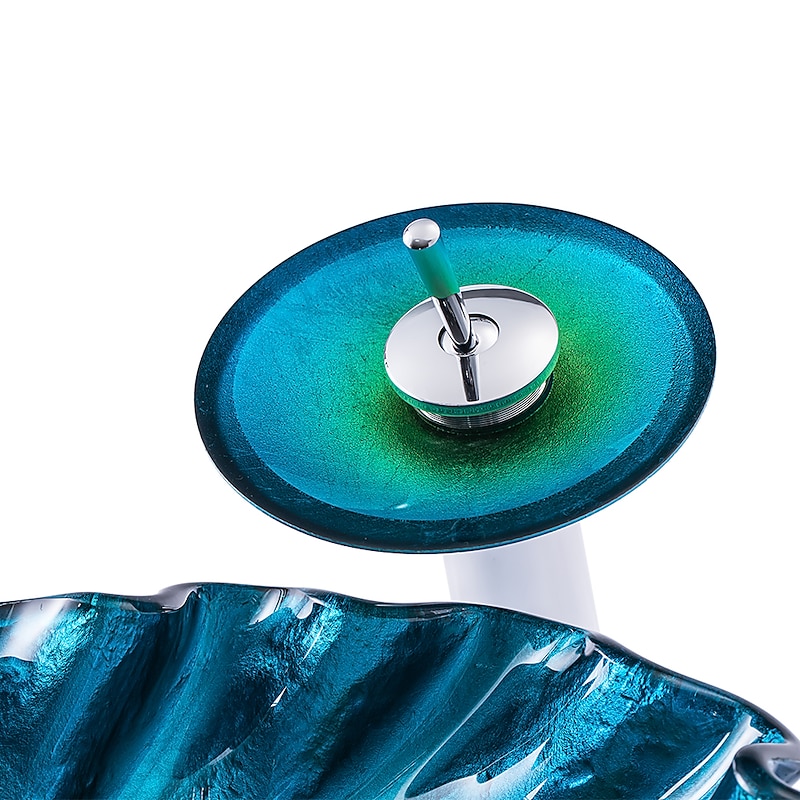 Bathroom Sink / Bathroom Faucet / Bathroom Mounting Ring Contemporary / Antique - Tempered Glass Round Vessel Sink4