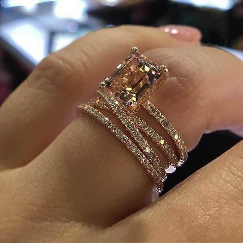 3pcs Ring For Women's Cubic Zirconia White Wedding Alloy Classic dress to impress