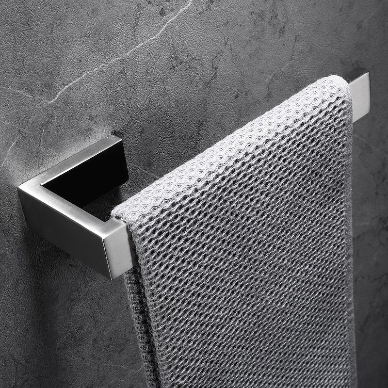 Multifunction Bathroom Accessory Set Include Towel Bar Toilet Brush Holder Robe Hook and Toilet Paper Holder Wall Mounted Stainless Steel Silvery 4pcs3