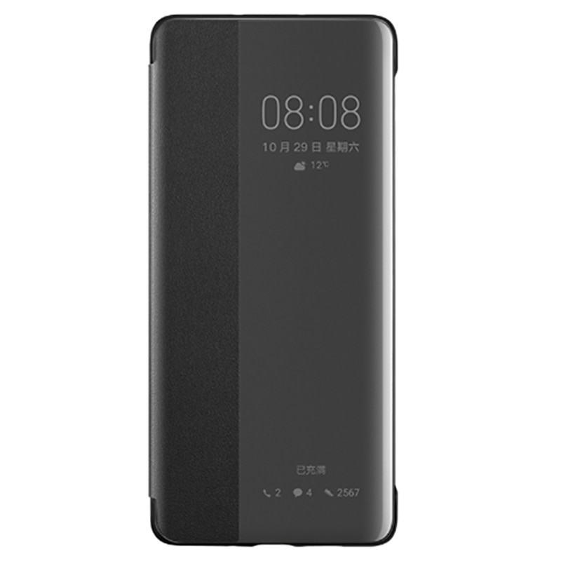 Phone Case For Huawei P20 P20 Pro P30 P30 Pro Full Body Case Leather Flip Flip with Windows Auto Sleep / Wake Up Solid Color Hard PU Leather2