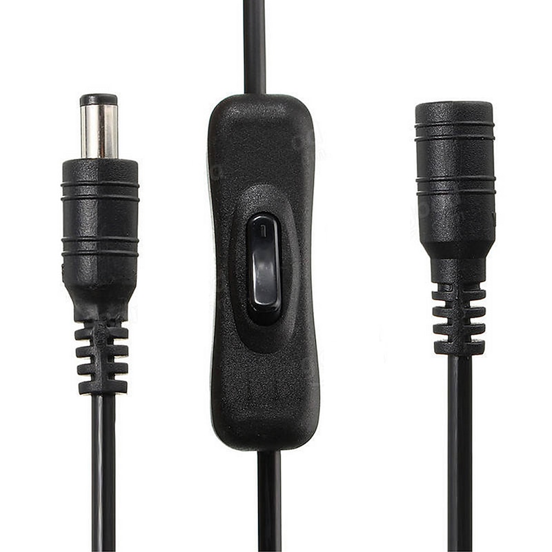 1 to 2 Ports DC 12V Inline Rocker On Off Switch with 5.5 x 2.1mm DC Jack Male to Female Power Cable for LED Strip Light CCTV Camera4