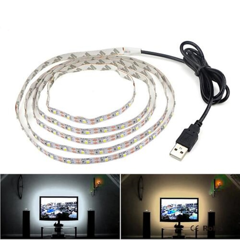 2m 6.6ft USB Flexible LED Light Strips 120 LEDs 2835 SMD Warm White Cold White Self-adhesive TV Background 5V