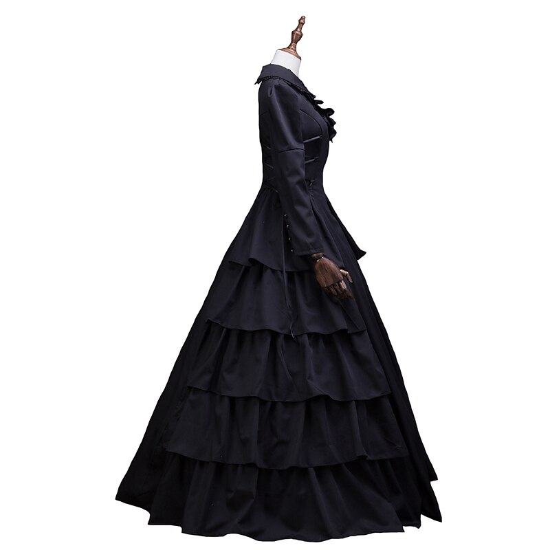 Dress Floral Style Rococo Victorian Floor Length Dress Party Costume Masquerade Flare Cuff Sleeve Princess Plus Size Toile Ball Gown Square Neck Fancy Dress Women's Christmas Halloween Party / Evening3