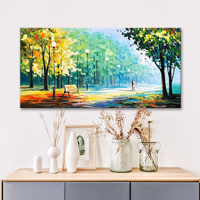 Oil Painting Hand Painted Horizontal Landscape Abstract Landscape Modern Stretched Canvas