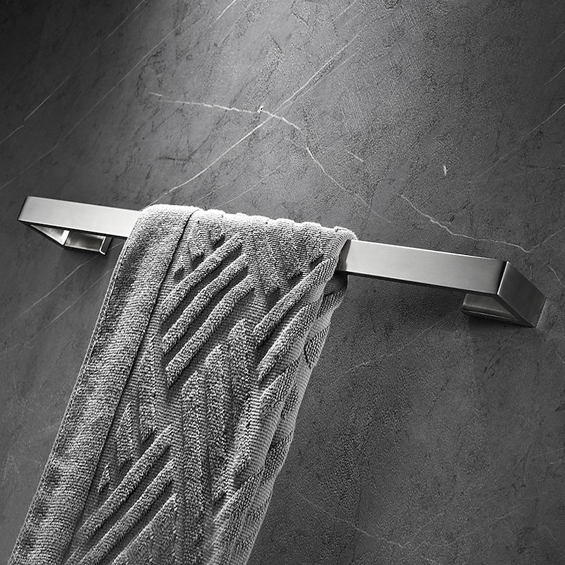 Bathroom Accessory Set Include Toilet Paper Holder Robe Hook and Single Towel Rod Stainless Steel Wall Mounted Brushed Silvery 4pcs3