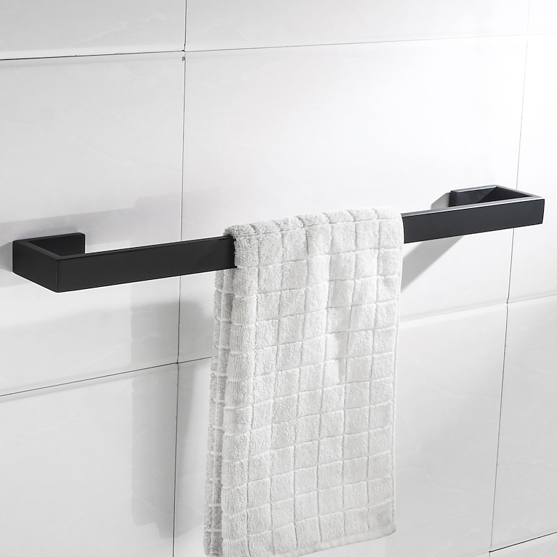 Bathroom Accessory Set Include Towel Bar / Toilet Paper Holder and Robe Hook New Design Stainless Steel Material Wall Mounted Matte Black 4pcs2