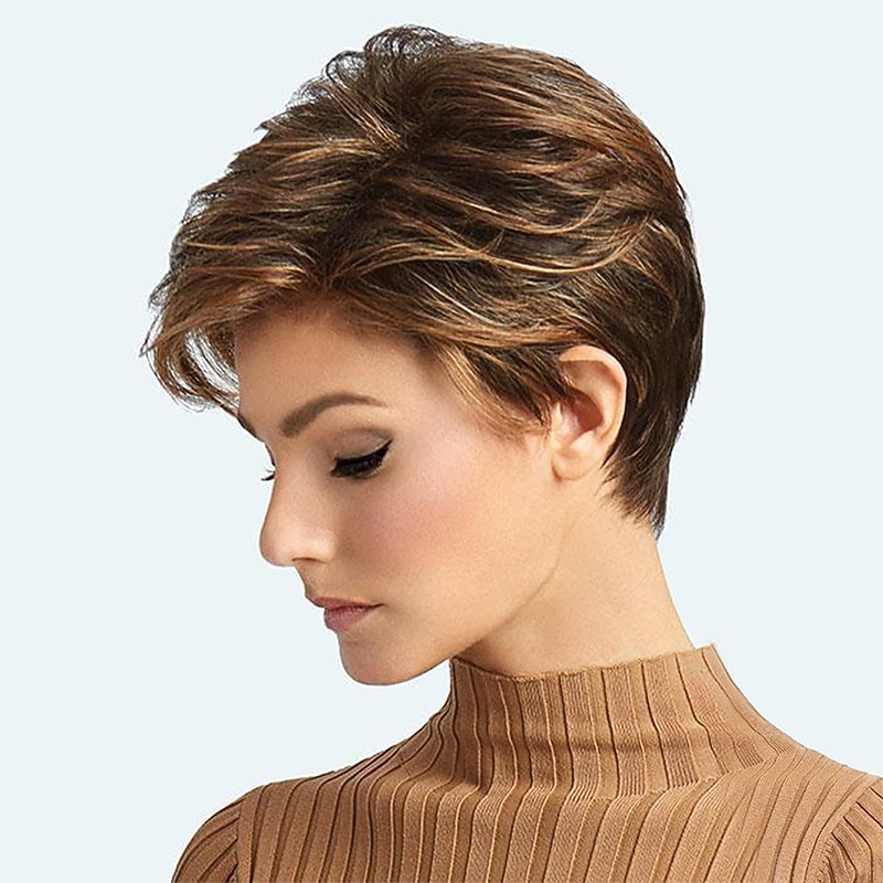 Brown Wigs for Women Synthetic Wig Curly Side Part Wig Short Brown / Burgundy Synthetic Hair 12 Inch Fashionable Design Women Synthetic Brown3