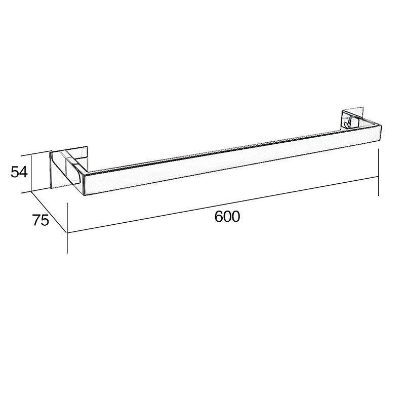 Towel Bar Self-adhesive Contemporary Metal Bathroom Single Rod Wall Mounted Matte Black 1PC4