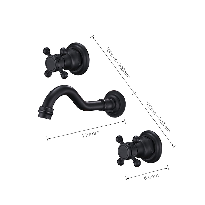 Bathroom Sink Faucet - Wall Mount / Widespread Electroplated Wall Mounted Two Handles Three HolesBath Taps2