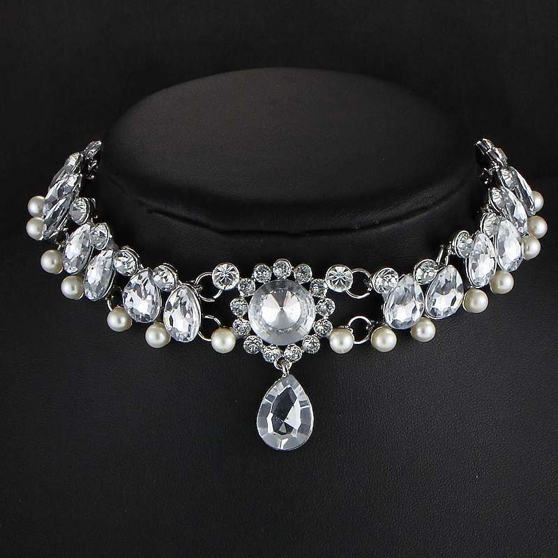 Choker Necklace Pendant Necklace For Women's Crystal AAA Cubic Zirconia Wedding Daily Masquerade Synthetic Gemstones Pearl Crystal Drop Silver / Tattoo Choker Necklace / Imitation Diamond4