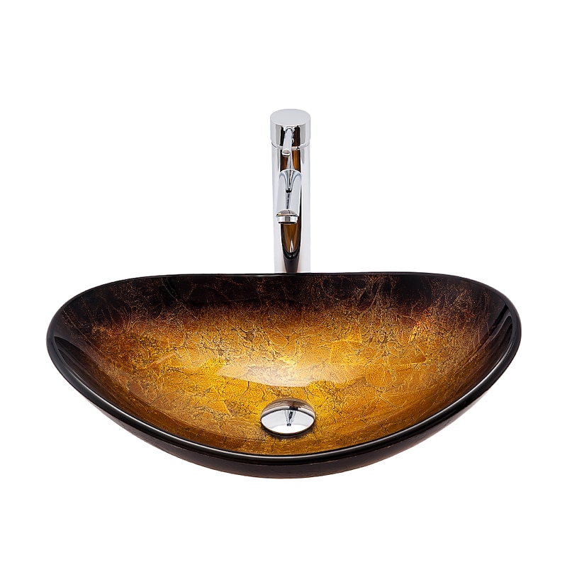 Bathroom Sink / Bathroom Faucet / Bathroom Mounting Ring Contemporary - Tempered Glass Rectangular Vessel Sink3