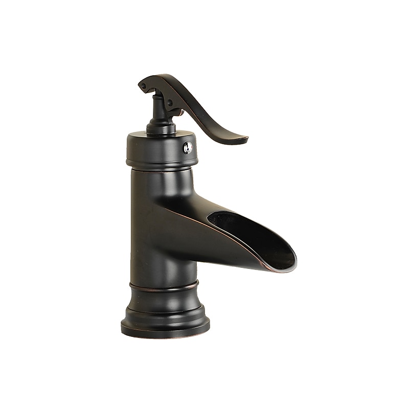 Bathroom Sink Faucet,Waterfall Antique Brass Single Handle One Hole Bath Taps with Hot and Cold Switch4