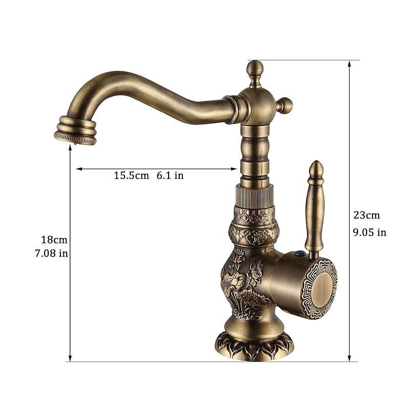 Luxury Retro Style Utility Sink Laundry Faucet, Centerset High Arc One Handle One Hole Wash Basin Tap with Hot and Cold Water Switch, Laundry Tub Pot Filler Commercial Faucet in Antique Copper2