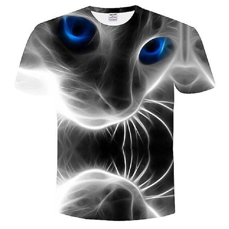 Men's Graphic Animal Cat Shirt T Shirt Tee Short Sleeve T shirt 3D Print Round Neck Shirt Party Designer Country Street Casual Daily Gray Spring & Summer Clothing Apparel Plus Size S M L XL XXL 3XL2