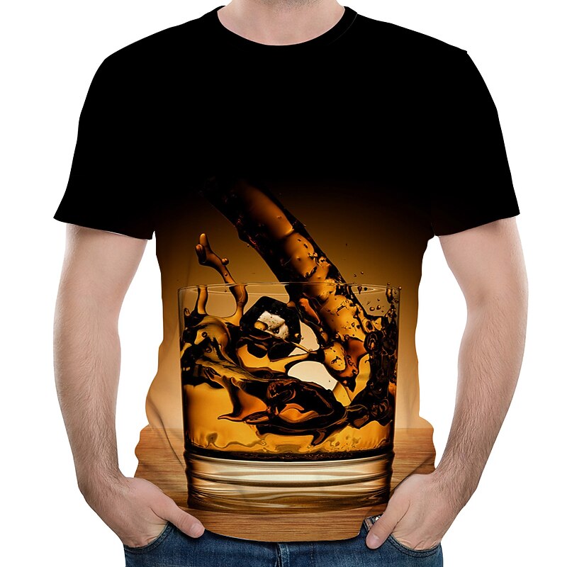 Men's Beer T Shirt T shirt Round Neck Shirt Black Clothing Apparel Plus Size S M L XL XXL 3XL 4XL3