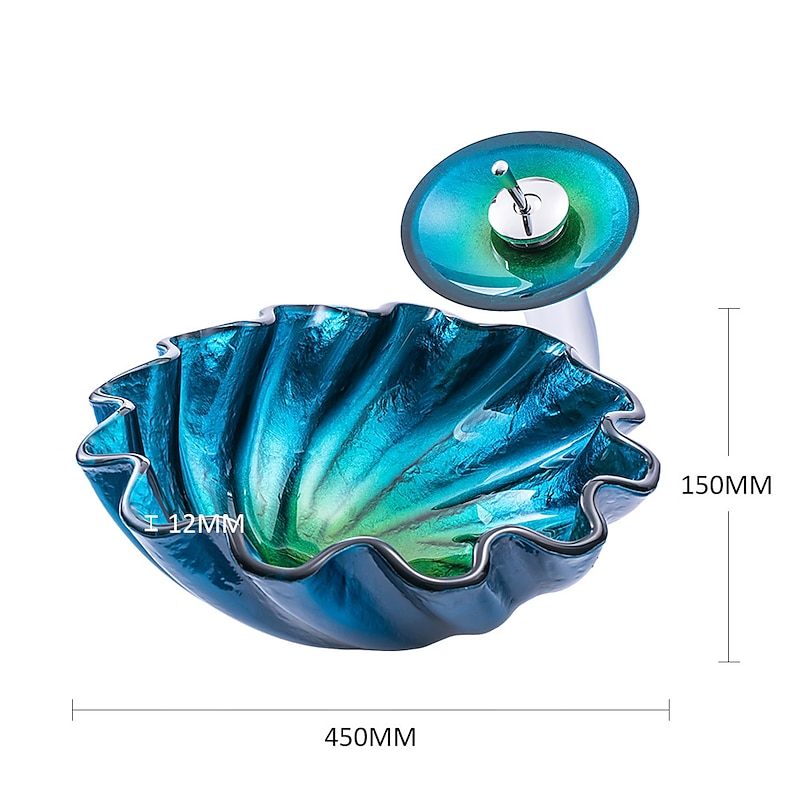 Bathroom Sink / Bathroom Faucet / Bathroom Mounting Ring Contemporary / Antique - Tempered Glass Round Vessel Sink2