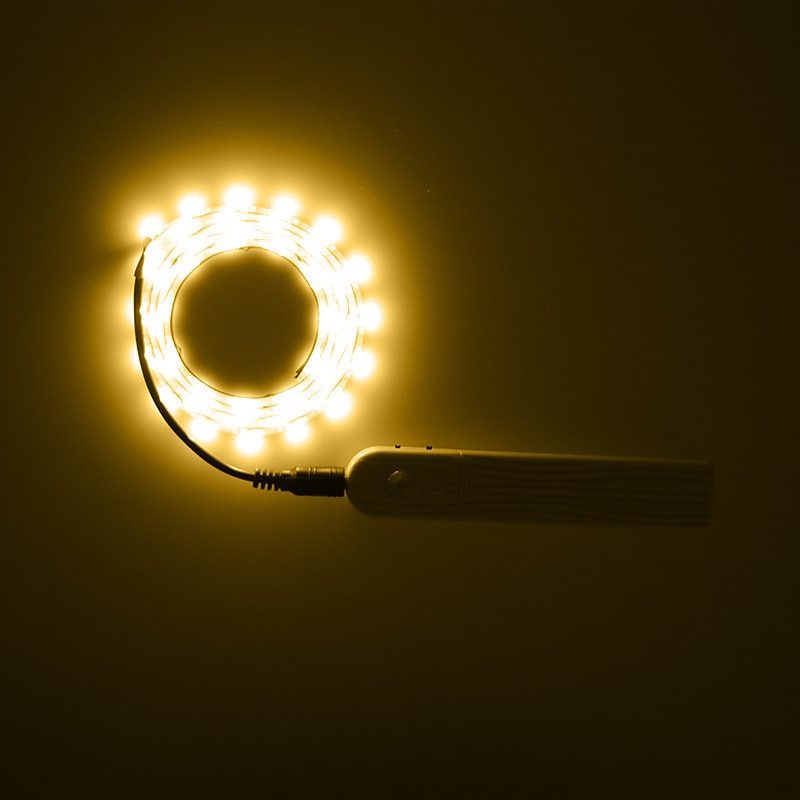 4pcs 2pcs 1pcs LED Strip Light 1m Indoor PIR Motion Sensor Detector DC5V Flexible Tape IP65 4AAA Battery Powe4