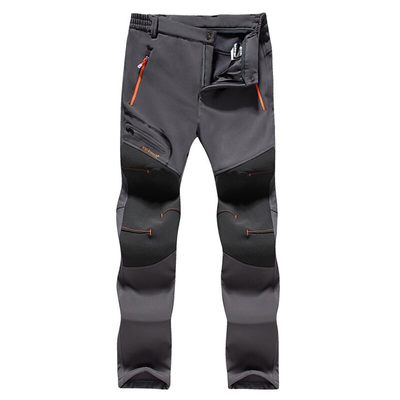 Men's Hiking Pants Trousers Fleece Lined Pants Softshell Pants Winter Outdoor Thermal Warm Fleece Lining Windproof Rain Waterproof Pants / Trousers Bottoms Elastic Waist Black Army Green Softshell4