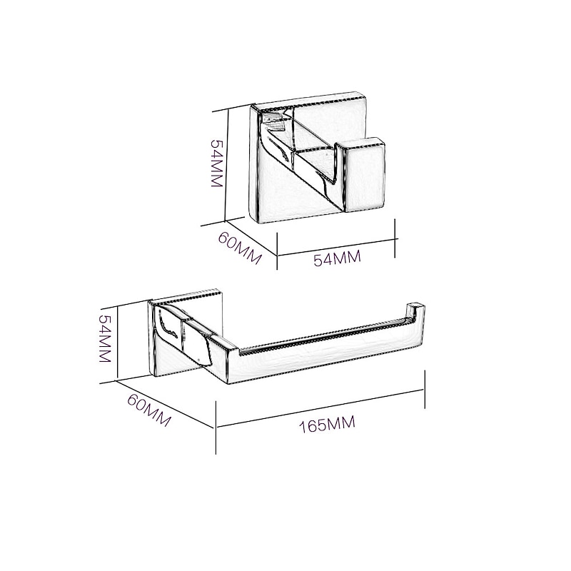 Bathroom Accessory Set New Design Metal Material Bathroom  Single Rod Toilet Paper Holde and Robe Hooks Wall Mounted Silvery 3pc4