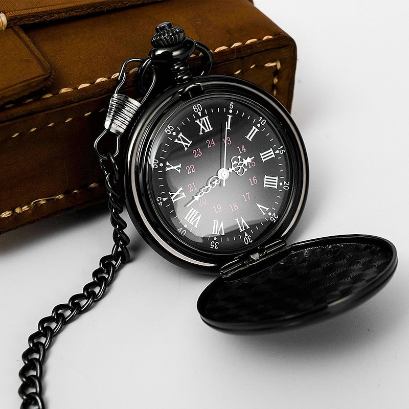 Men Pocket Watch Hollow Engraving Stainless Steel Watch