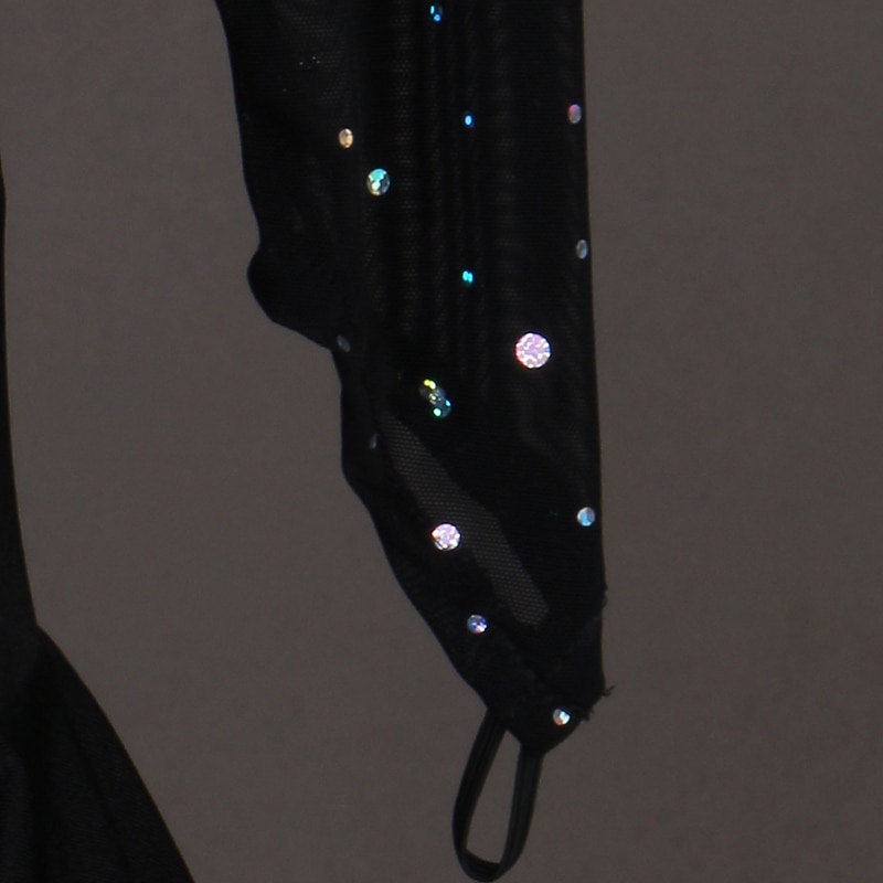 Dance Salsa Latin Dance Dress Ruching Crystals / Rhinestones Women's Performance Long Sleeve Spandex Organza4