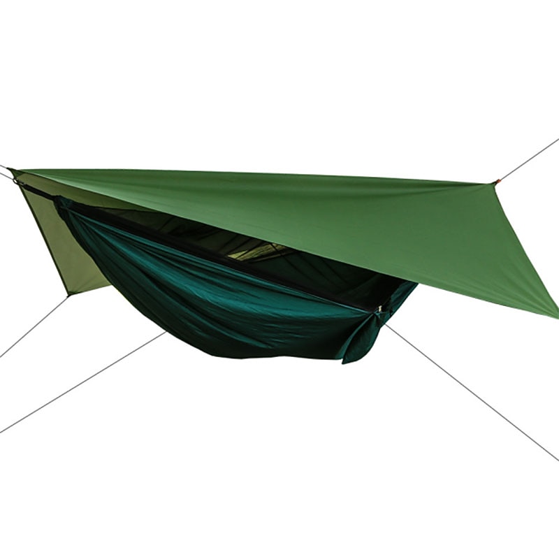 Camping Hammock with Mosquito Net Hammock Rain Fly Camping Tarp Outdoor Portable Sunscreen Anti-Mosquito Ultra Light (UL) Breathable Parachute Nylon with Carabiners and Tree Straps for 2 person3