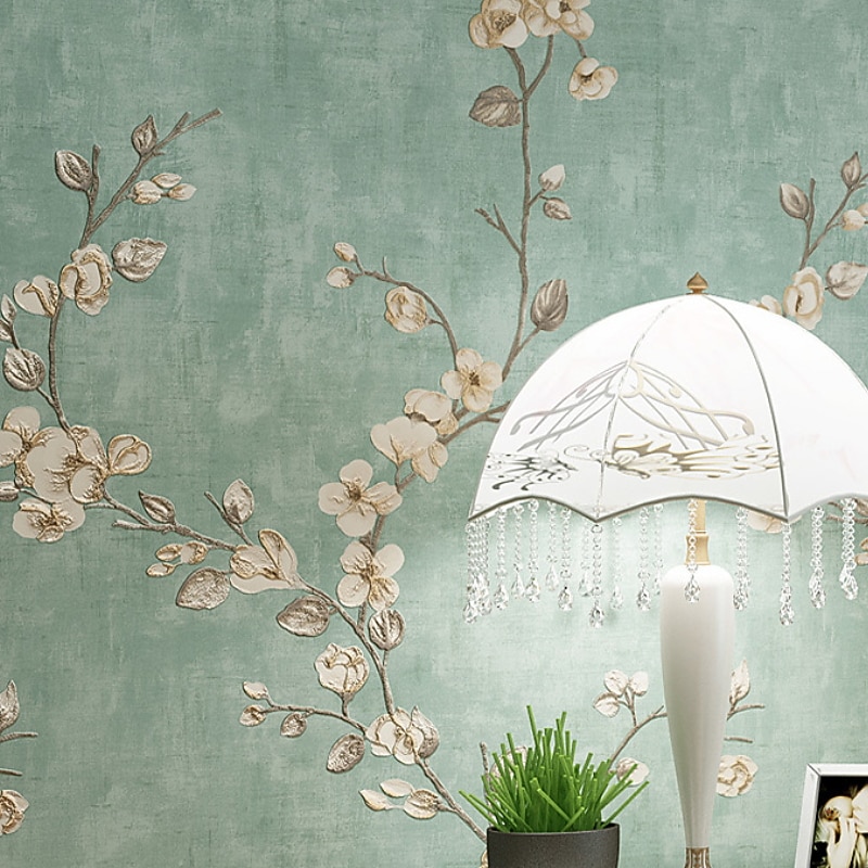 Floral Wallpaper Wall Covering Sticker Film Adhesive Required Flower Retro Idyllic Country Non Woven Home Décor 1000x53cm/393.7x20.87inch