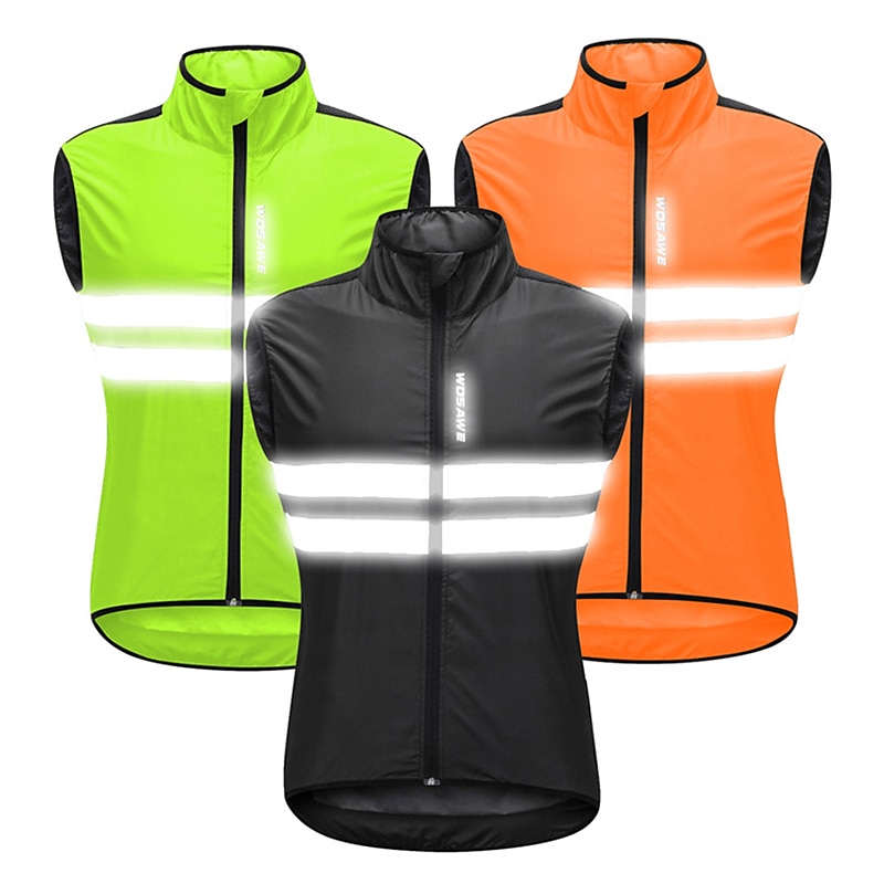 WOSAWE Men's Cycling Jersey Cycling Vest Sleeveless Mountain Bike MTB Road Bike Cycling Green Black Dark Blue Bike Vest / Gilet Jersey Windproof Breathable Lightweight Reflective Strips Back Pocket