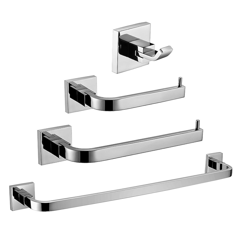 Bathroom Accessory Set Premium Design / Creative Contemporary / Modern Metal 4pcs - Bathroom 1-Towel Bar / towel ring Wall Mounted