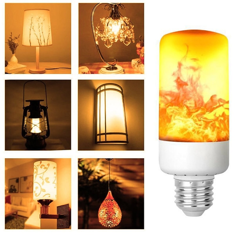 LED Flame Effect Fire Light Bulb E26-E27 Base 4 Modes with Upside Down Effect Halloween Christmas Atmosphere Decoration 8W AC85-265V2