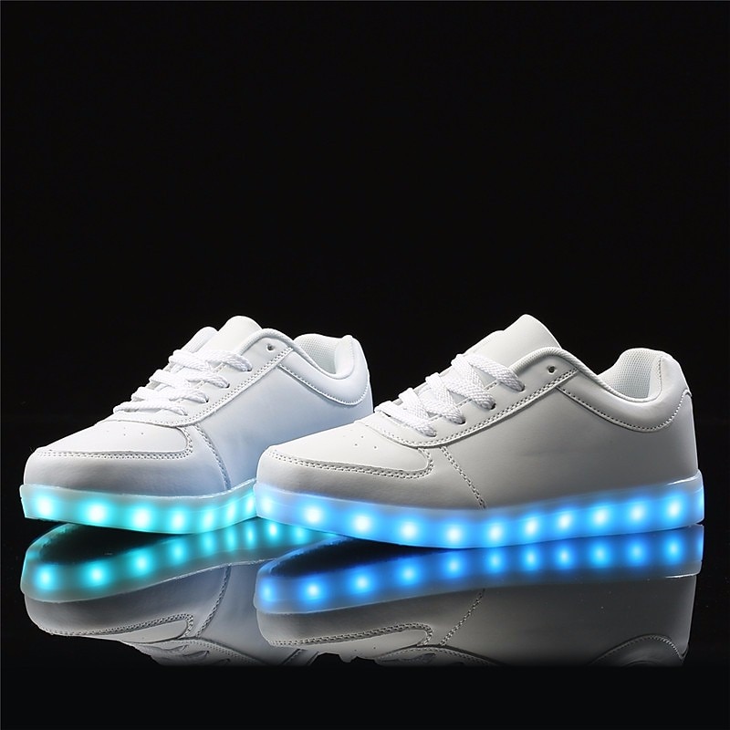 White Men's LED Light-Up Sneakers with Lace-Up Closure for Trendy and Nighttime Wear4