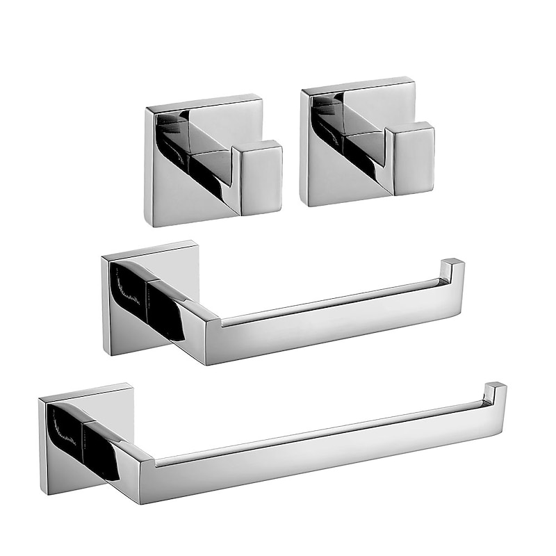 Bathroom Hardware Set 4 Pieces, SUS304 Stainless Steel Remodeled Wall Mounted Bathroom Accessories, Include 2 Robe Hook, 2 Towel Holder