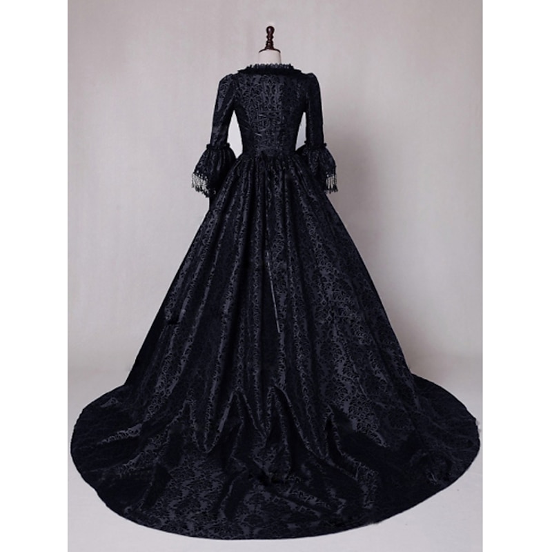 Dress Floral Style Rococo Victorian Floor Length Dress Party Costume Masquerade Flare Cuff Sleeve Princess Toile Ball Gown Square Neck Fancy Dress Women's Christmas Halloween Party / Evening Adults2