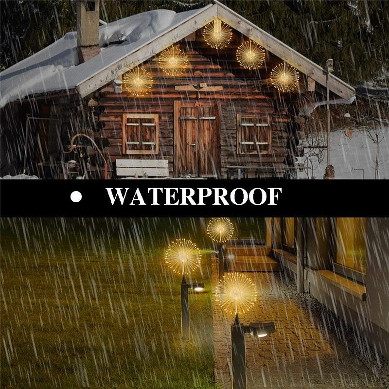 Elegant Wedding Party Reception Outdoor Waterproof Firework Lights - 180 LED Starburst Copper Wire Twinkle Lights, 8 Modes, Remote Hanging Lights for Patio, Bedroom & Garden Decor4