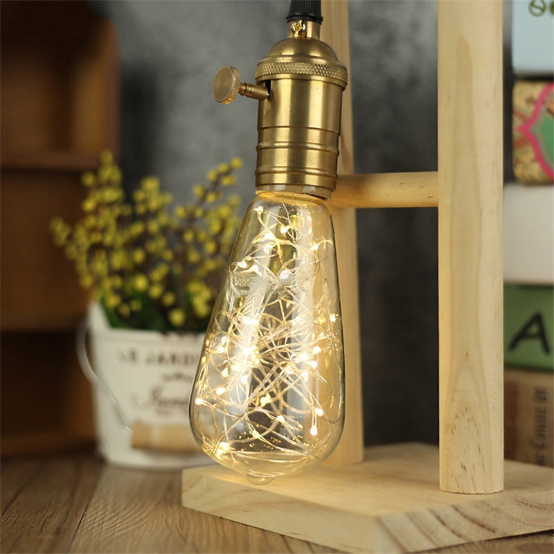 LED Fairy String Night Light Bulb T64 E26 Warm White Edison Screw Flash Starry Decorative Wire Light for Christmas Festival Non-dimmable3