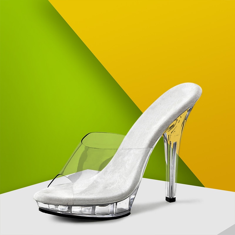 Women's Heels Clogs & Mules Katy Perry Sandals Sexy Shoes Clear Shoes Party Daily Party & Evening Solid Color Solid Colored Summer Platform High Heel Pumps Peep Toe Sexy Classic Minimalism PVC Loafer 7