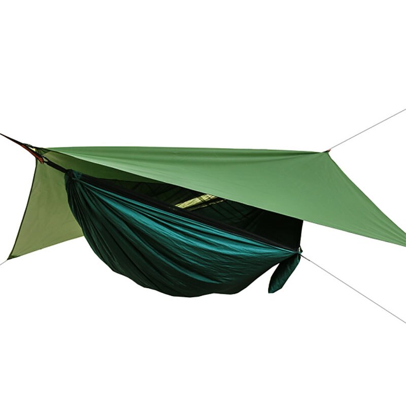 Camping Hammock with Mosquito Net Hammock Rain Fly Camping Tarp Outdoor Portable Sunscreen Anti-Mosquito Ultra Light (UL) Breathable Parachute Nylon with Carabiners and Tree Straps for 2 person4