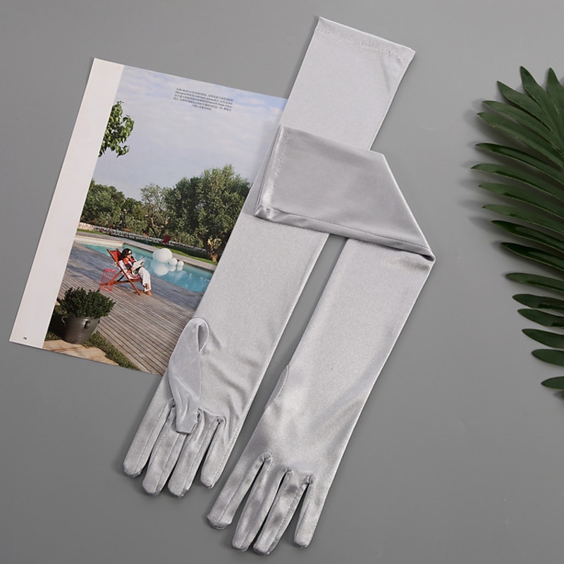 Lace / Elastic Satin / Satin Elbow Length Glove Elegant / Party / Evening With Pure Color Wedding / Party Glove4