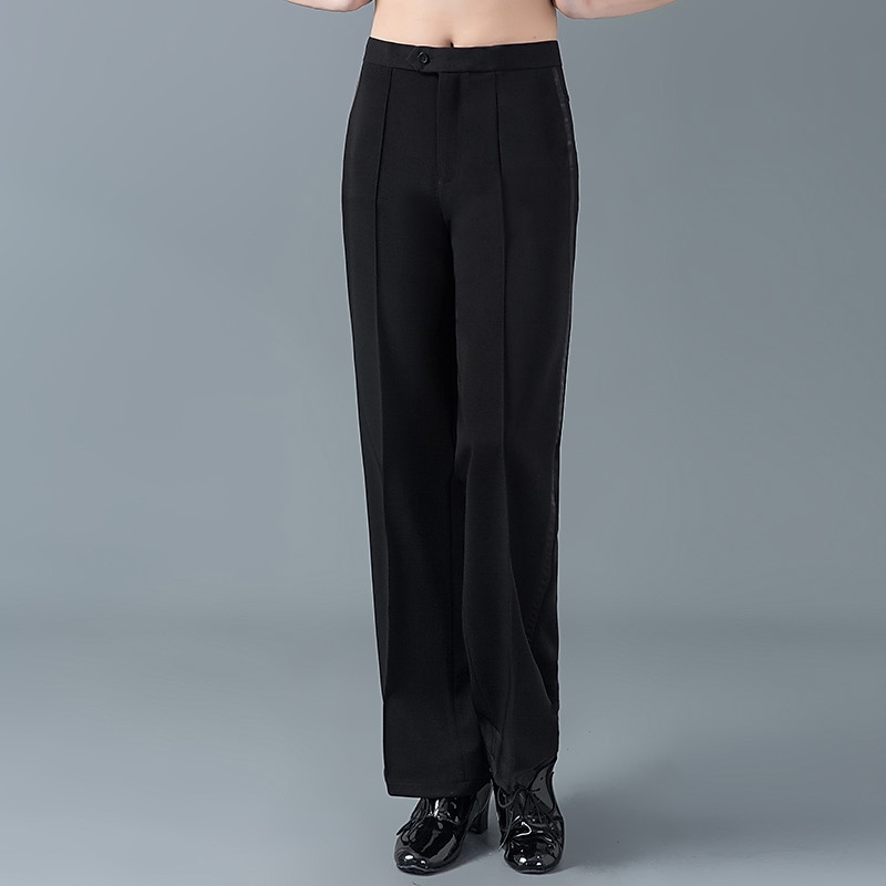 Latin Dance Pants Split Joint Men's Training Performance High POLY Cotton3